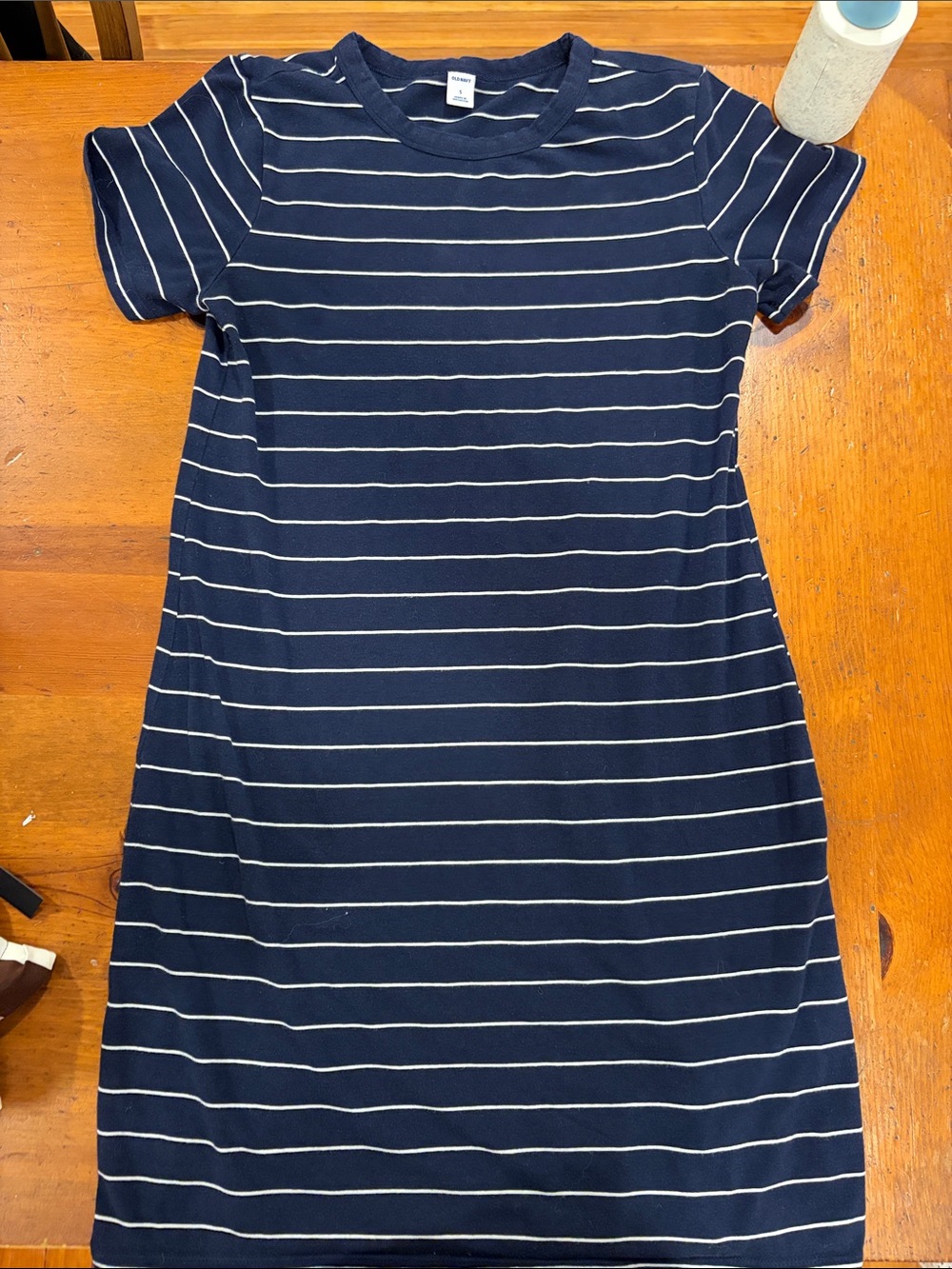 Old Navy Navy and White Striped Short Sleeve Dress